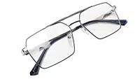 Soigné Unisex Rectangular Spectacle Frame.Silver&Blue-Large