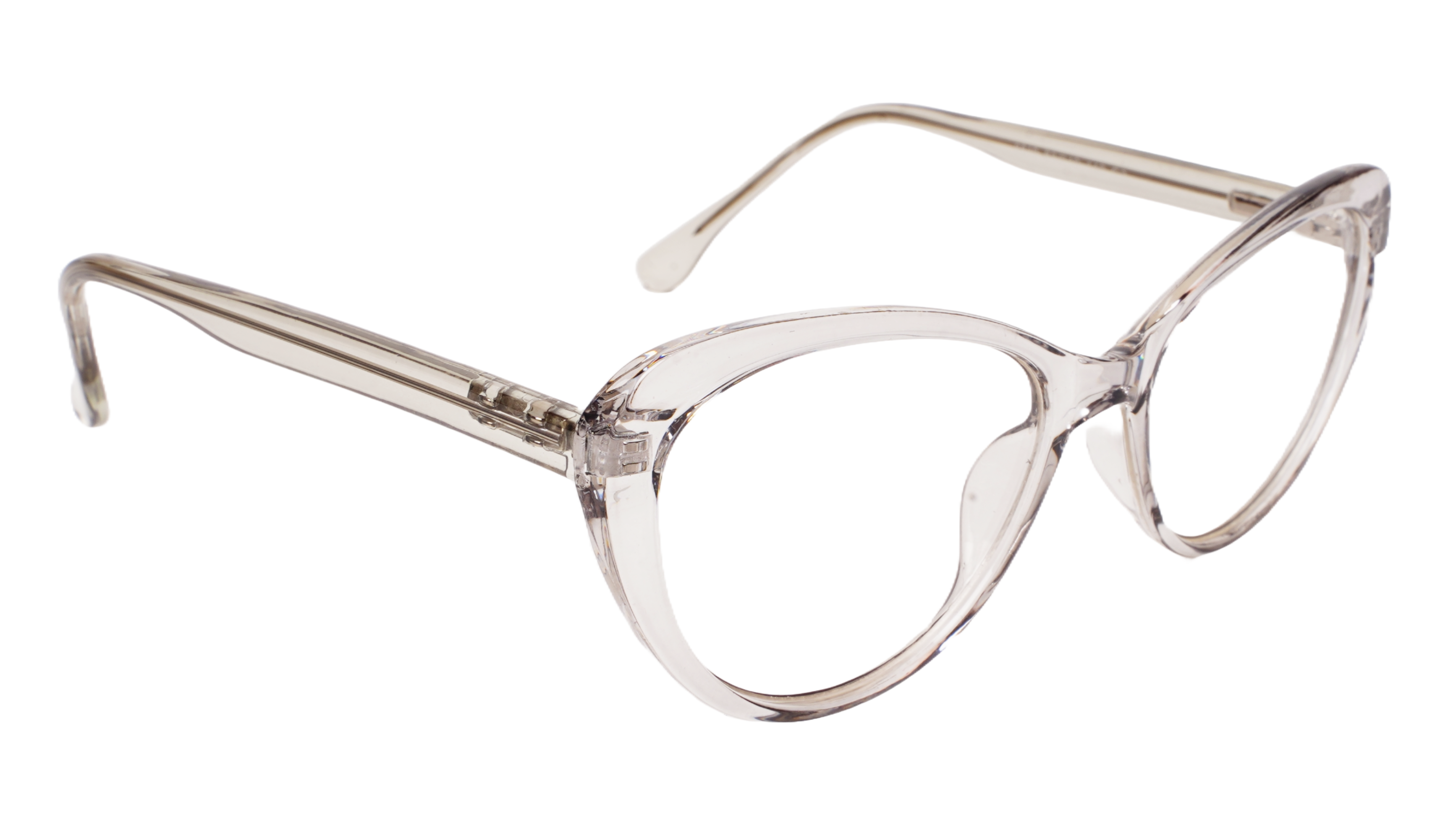 Soigné Female Cat Eye Spectacle Frame.See Through Gray-Large