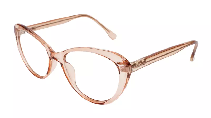 Soigné Female Cat Eye Spectacle Frame.See Through Brown-Large