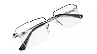 Soigné Unisex Half Rim Rectangular Spectacle Frame.Gold&Black-Medium