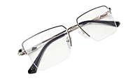 Soigné Unisex Half Rim Rectangular Spectacle Frame.Gold&Black-Medium