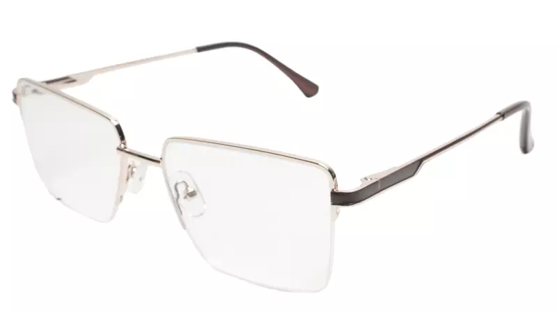 Soigné Unisex Half Rim Rectangular Spectacle Frame.Gold&Brown-Medium