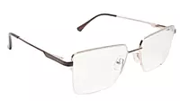 Soigné Unisex Half Rim Rectangular Spectacle Frame.Gold&Brown-Medium
