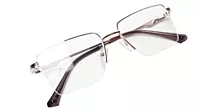 Soigné Unisex Half Rim Rectangular Spectacle Frame.Gold&Brown-Medium