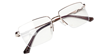Soigné Unisex Half Rim Rectangular Spectacle Frame.Gold&Brown-Medium