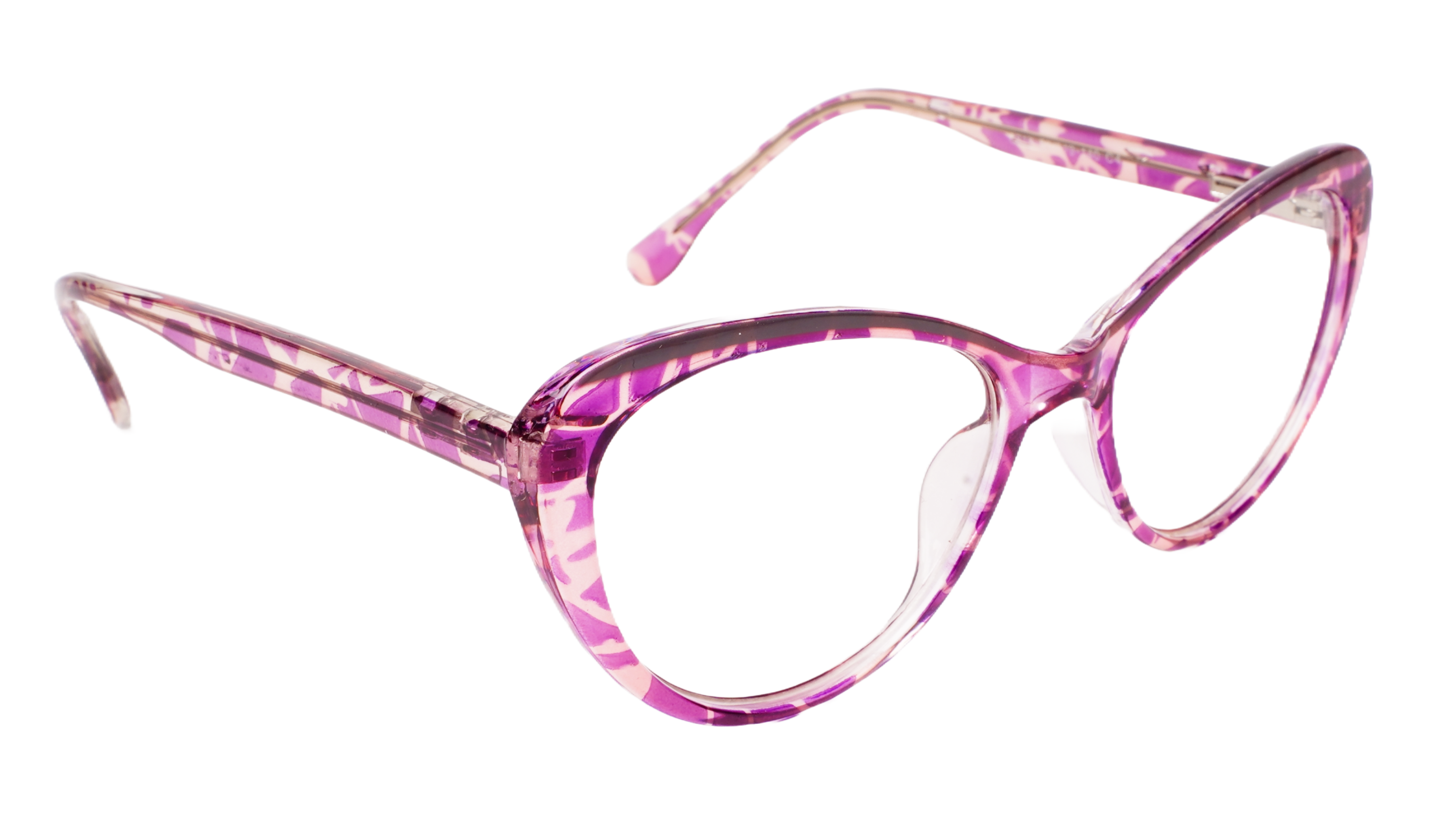 Soigné Female Large Cat Eye Spectacle.Purple&Transparent