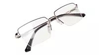 Soigné Unisex Half Rim Rectangular Spectacle Frame.Golden&Brown-Medium