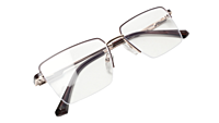 Soigné Unisex Half Rim Rectangular Spectacle Frame.Golden&Brown-Medium