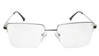 Soigné Unisex Half Rim Rectangular Spectacle Frame.Silver&Black-Medium