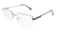 Soigné Unisex Half Rim Rectangular Spectacle Frame.Silver&Black-Medium