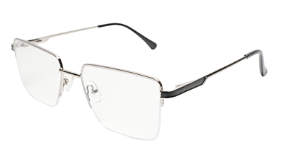 Soigné Unisex Half Rim Rectangular Spectacle Frame.Silver&Black-Medium