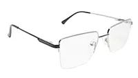 Soigné Unisex Half Rim Rectangular Spectacle Frame.Silver&Black-Medium