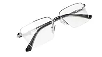 Soigné Unisex Half Rim Rectangular Spectacle Frame.Silver&Black-Medium