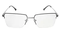 Soigné Unisex Half Rim Rectangular Spectacle Frame.Blue&Silver-Medium