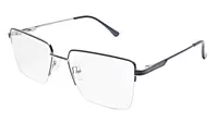 Soigné Unisex Half Rim Rectangular Spectacle Frame.Blue&Silver-Medium