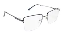 Soigné Unisex Half Rim Rectangular Spectacle Frame.Blue&Silver-Medium