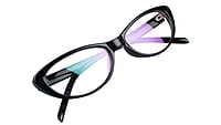 Soigné Kids Cateye Spectacle.Glossy Black.(3-8)Y-Girl with Multicolor String