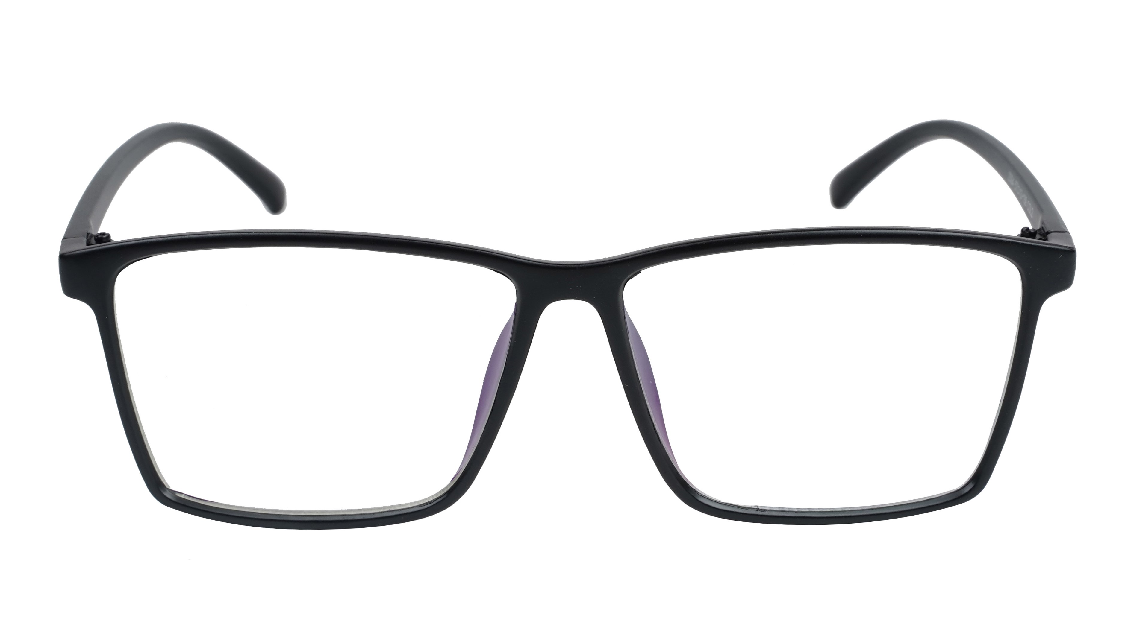 Unisex Oversized Rectangular Spectacles. Glossy Black Color Frame.