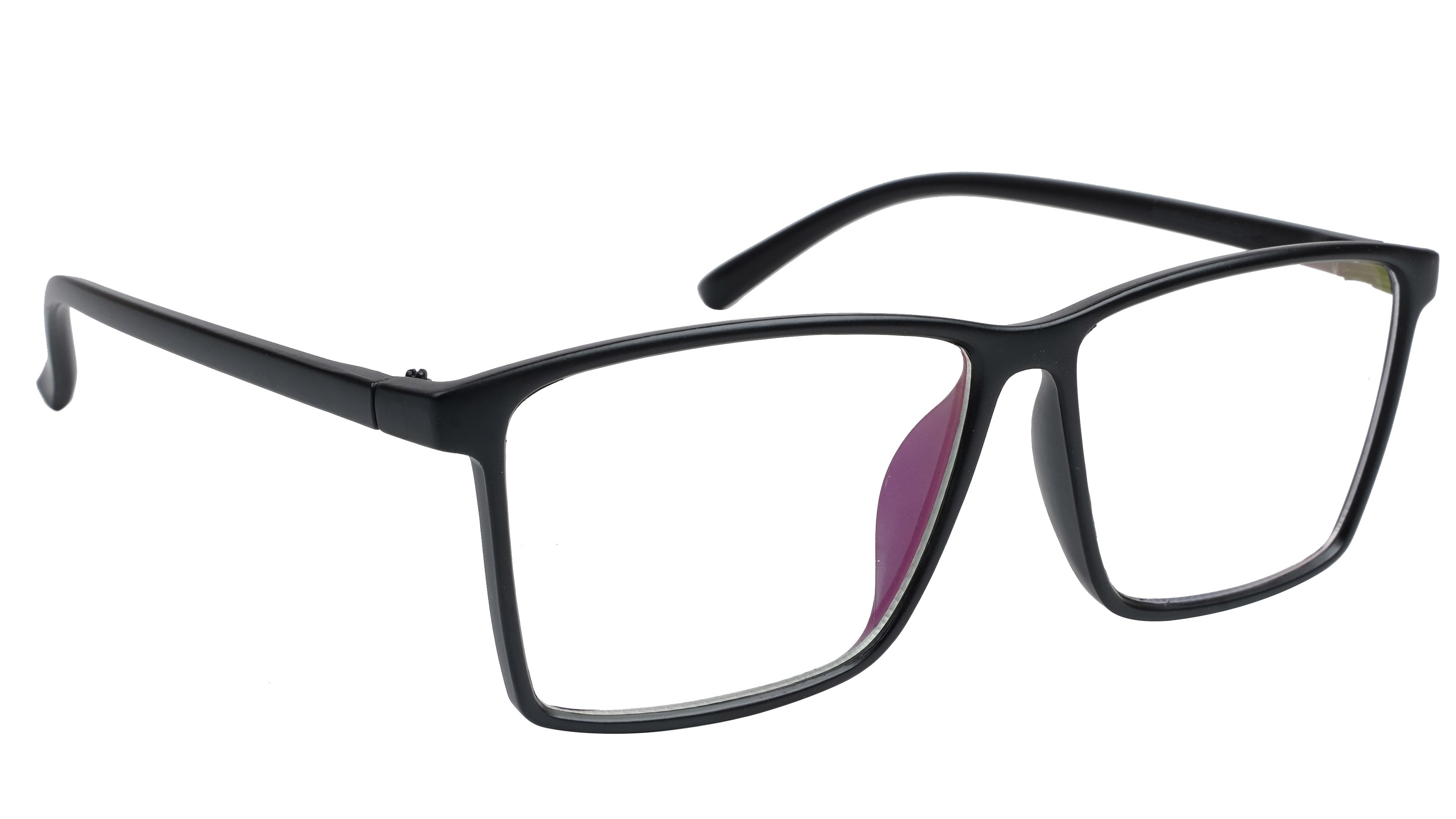 Unisex Oversized Rectangular Spectacles. Glossy Black Color Frame.