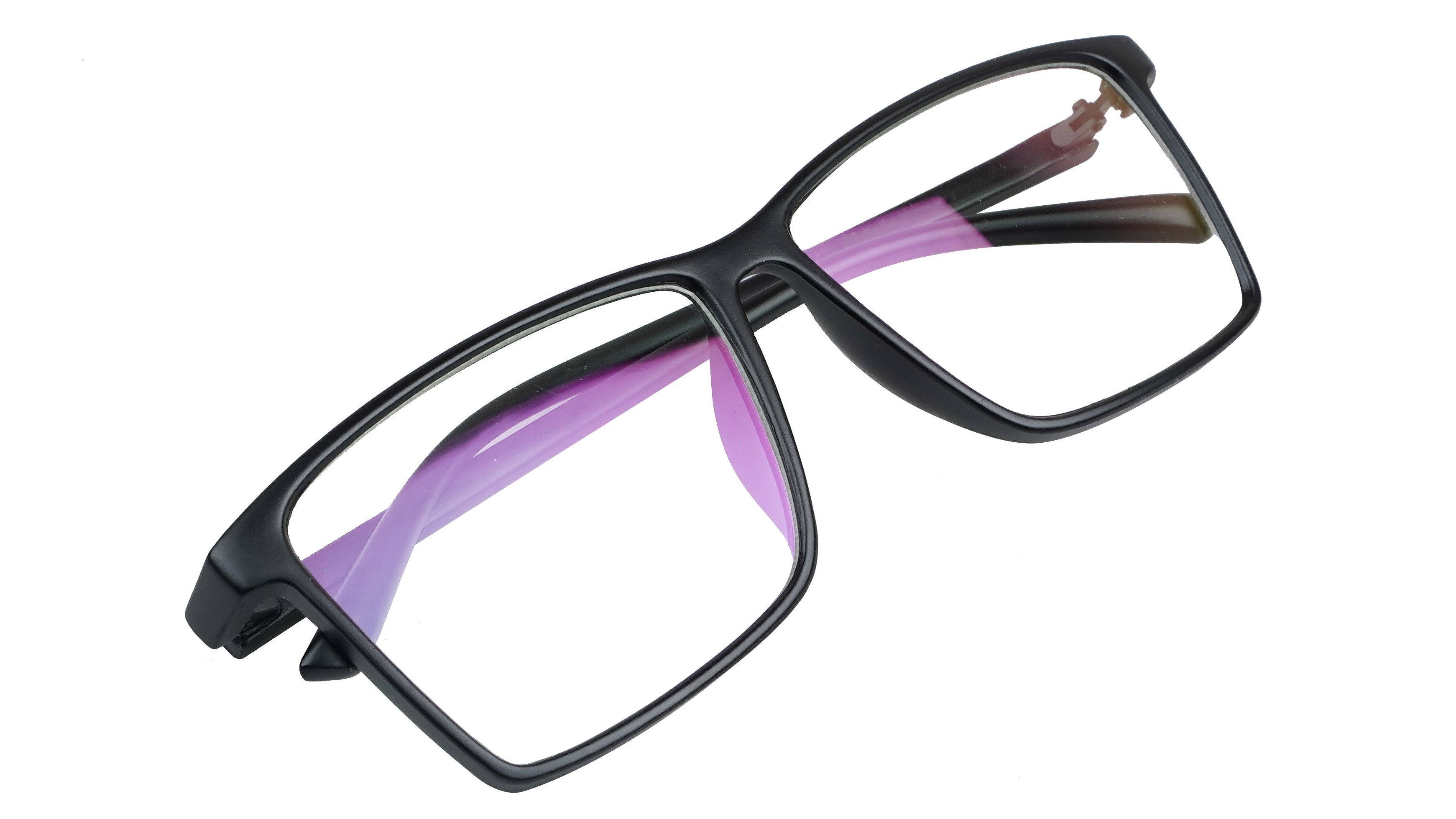 Unisex Oversized Rectangular Spectacles. Glossy Black Color Frame.