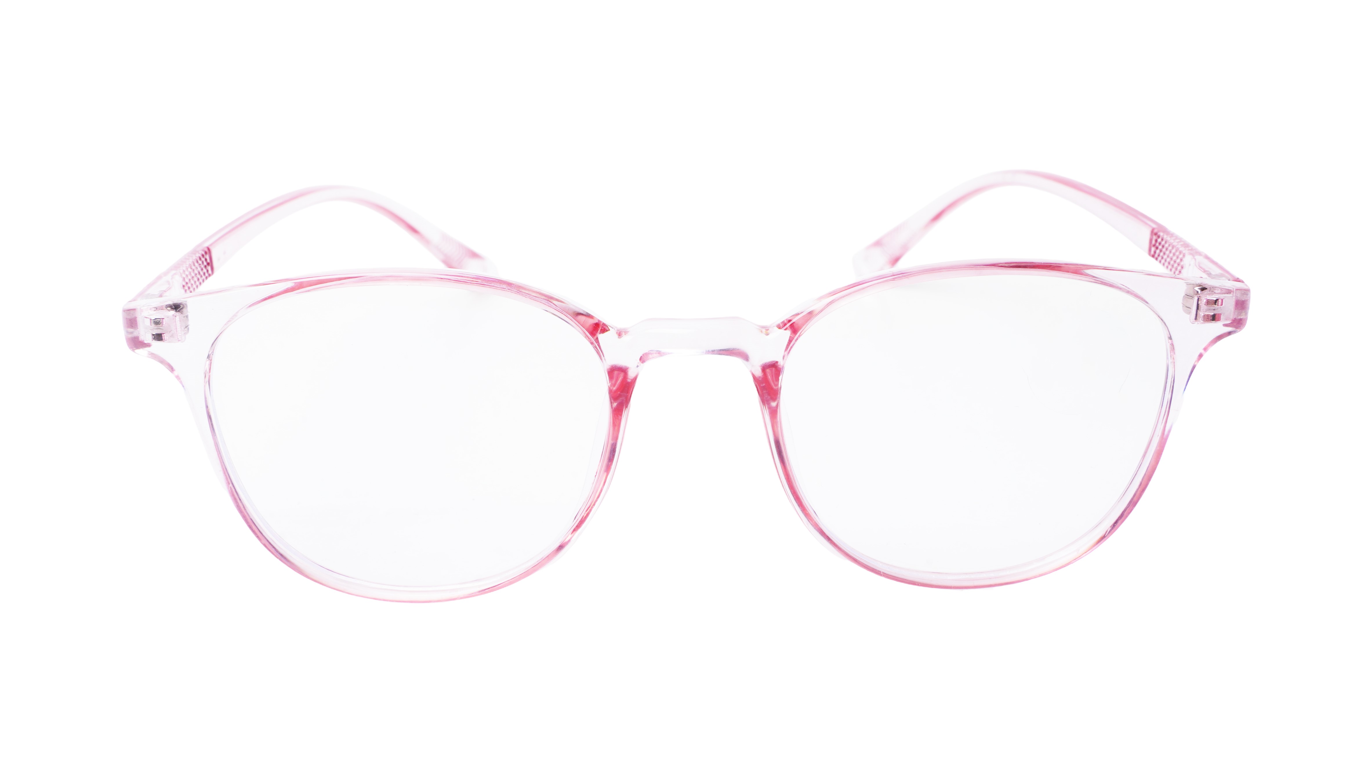 Soigné Female Round Spectacle Frame.See Through Pink-Medium