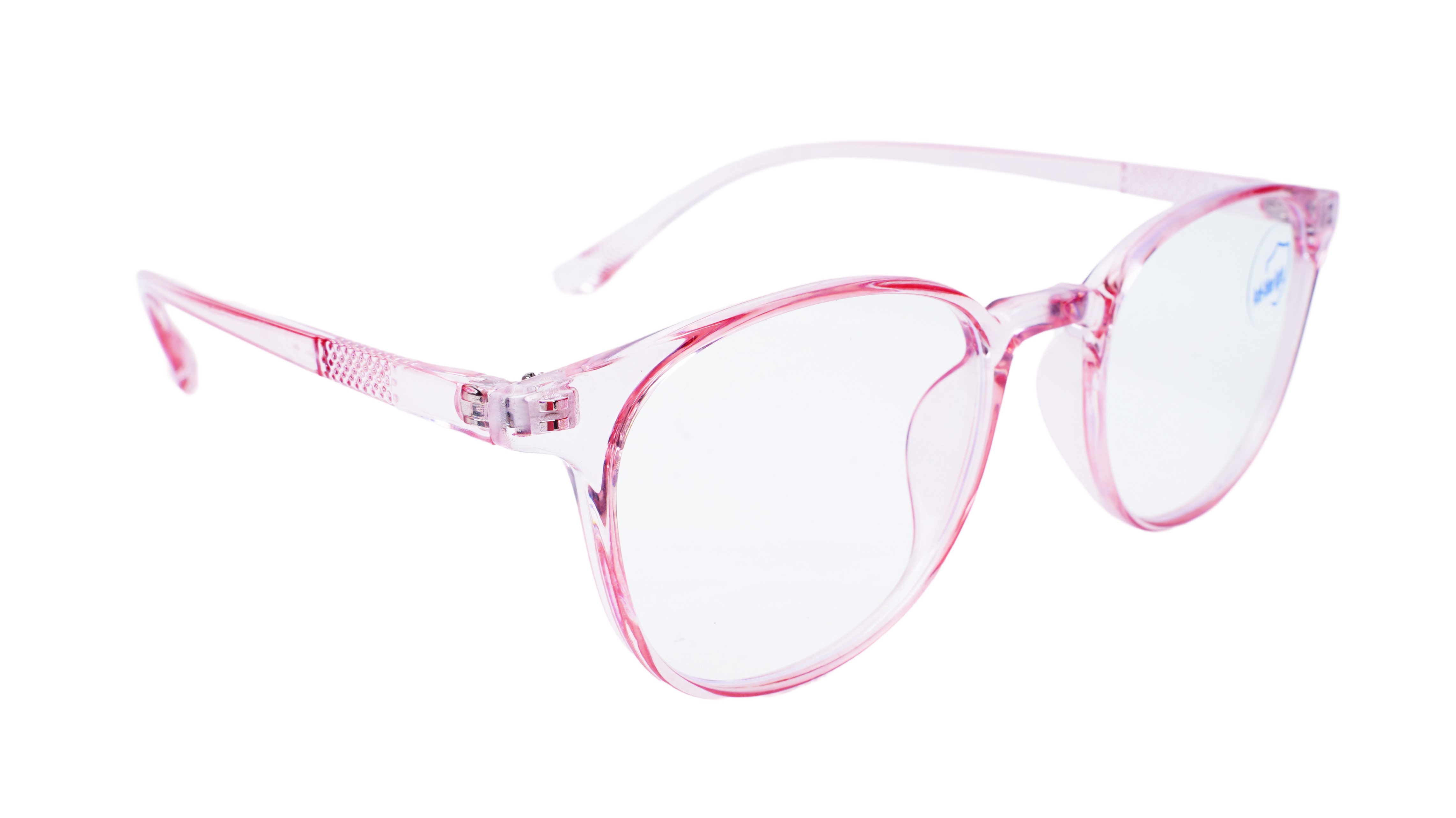 Soigné Female Round Spectacle Frame.See Through Pink-Medium