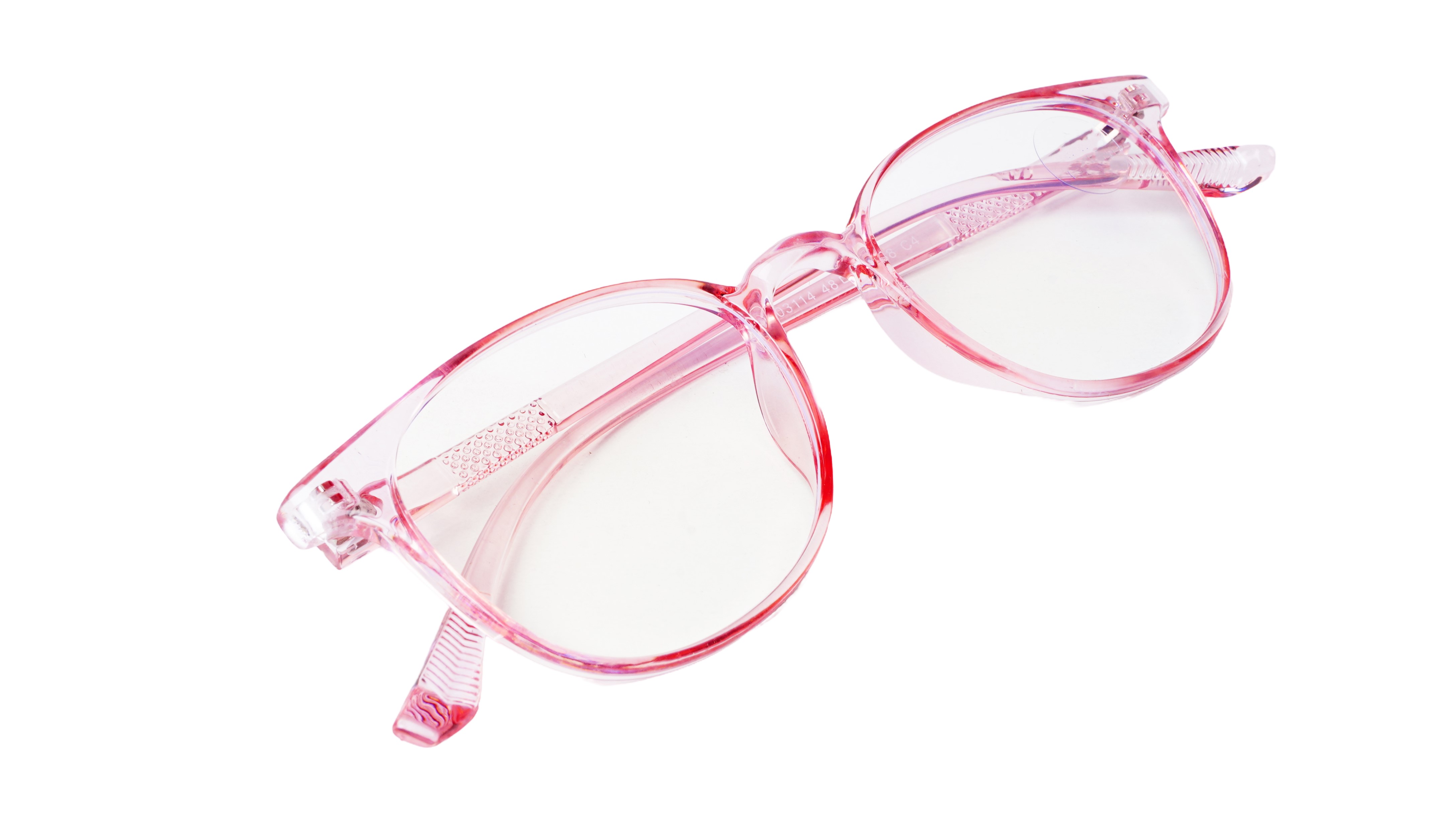 Soigné Female Round Spectacle Frame.See Through Pink-Medium