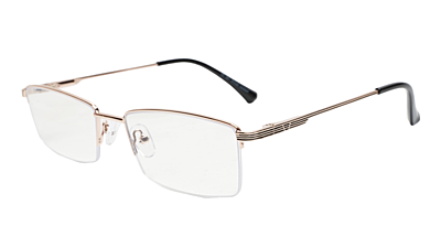 Soigné Unisex Half Rim Rectangular Spectacle Frame.Golden-Large