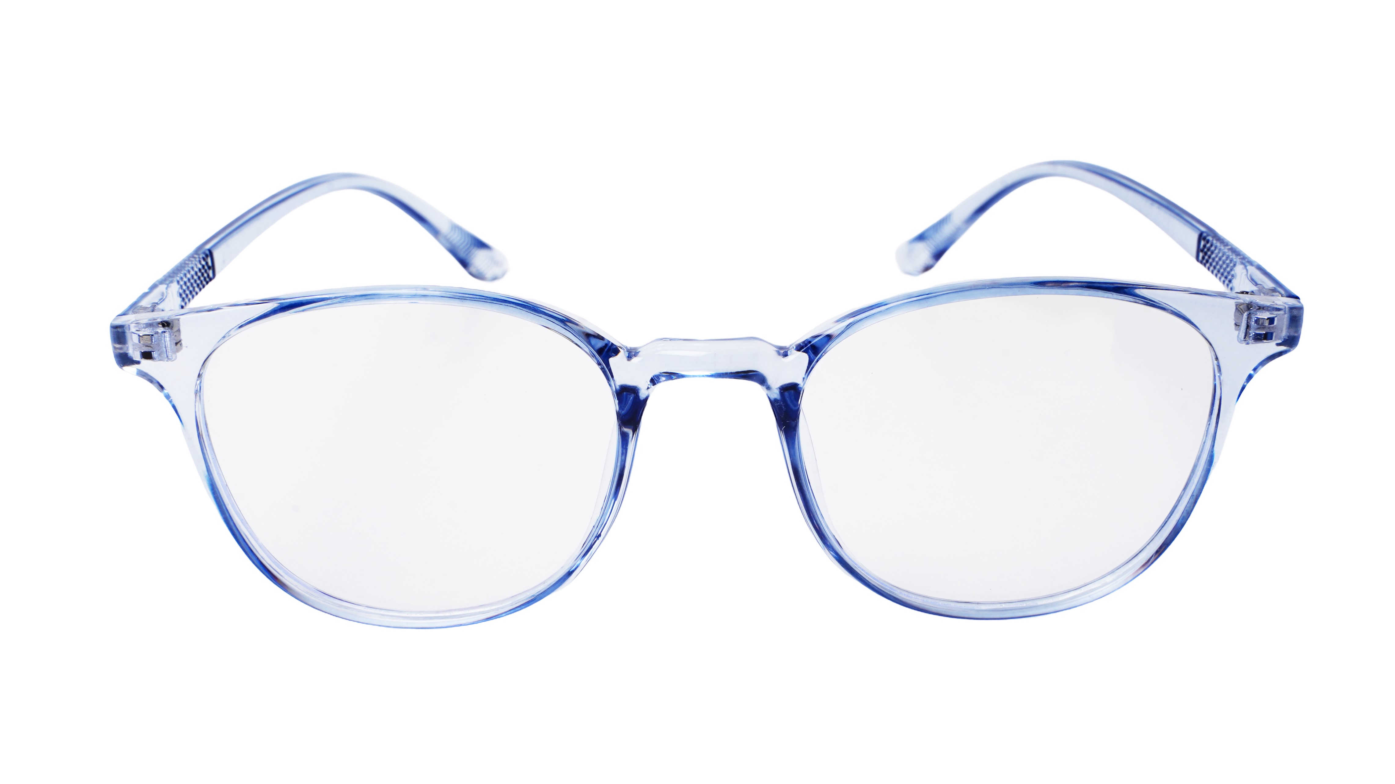 Soigné Unisex Round Medium Spectacle Frames.See Through Blue