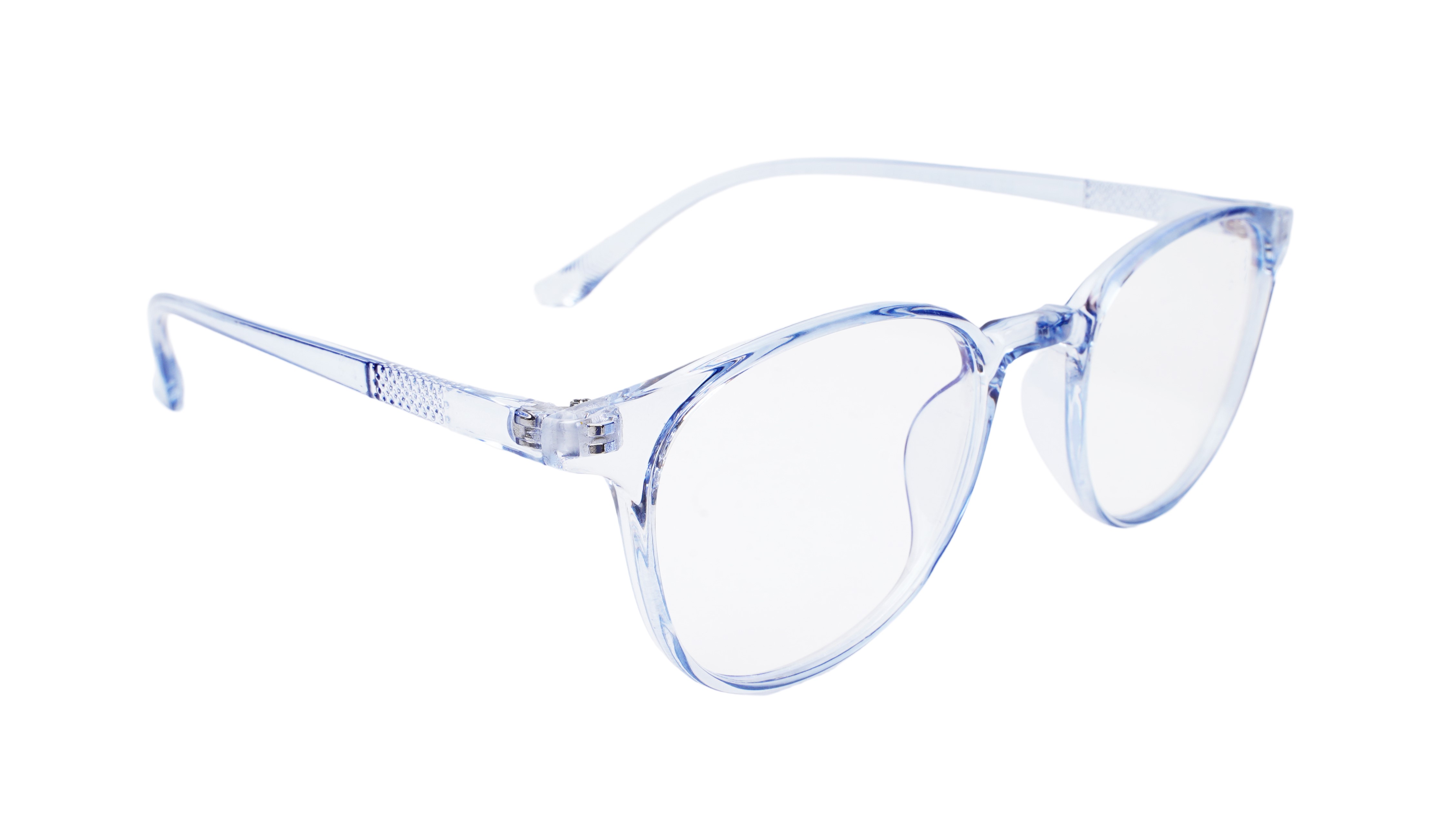 Soigné Unisex Round Medium Spectacle Frames.See Through Blue