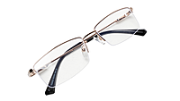 Soigné Unisex Half Rim Rectangular Spectacle Frame.Golden-Large Soigné Unisex Half Rim Rectangular Spectacle Frame.Golden-Large