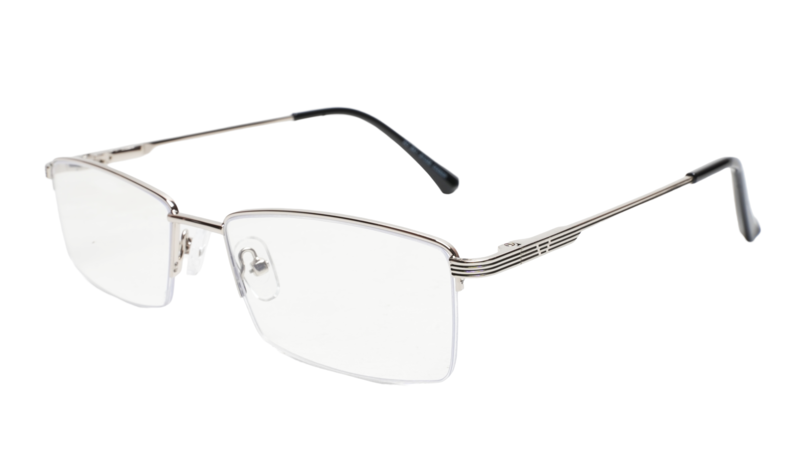 Soigné Unisex Half Rim Rectangular Spectacle Frame.Silver Color-Large Soigné Unisex Half Rim Rectangular Spectacle Frame.Silver Color-Large