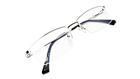 Soigné Unisex Half Rim Rectangular Spectacle Frame.Silver Color-Large Soigné Unisex Half Rim Rectangular Spectacle Frame.Silver Color-Large