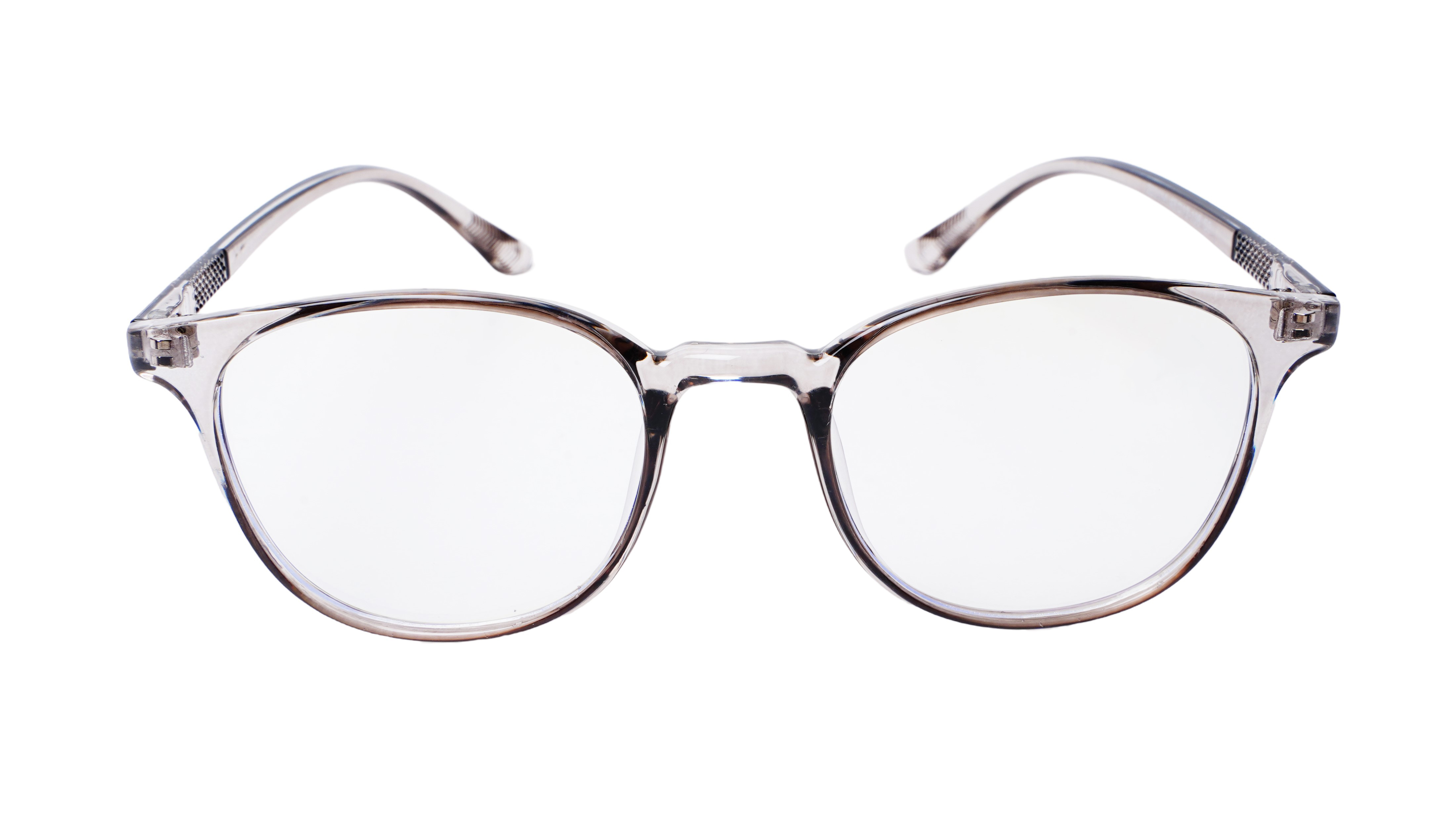 Soigné Unisex Round Spectacle Frames.See Through Gray-Medium