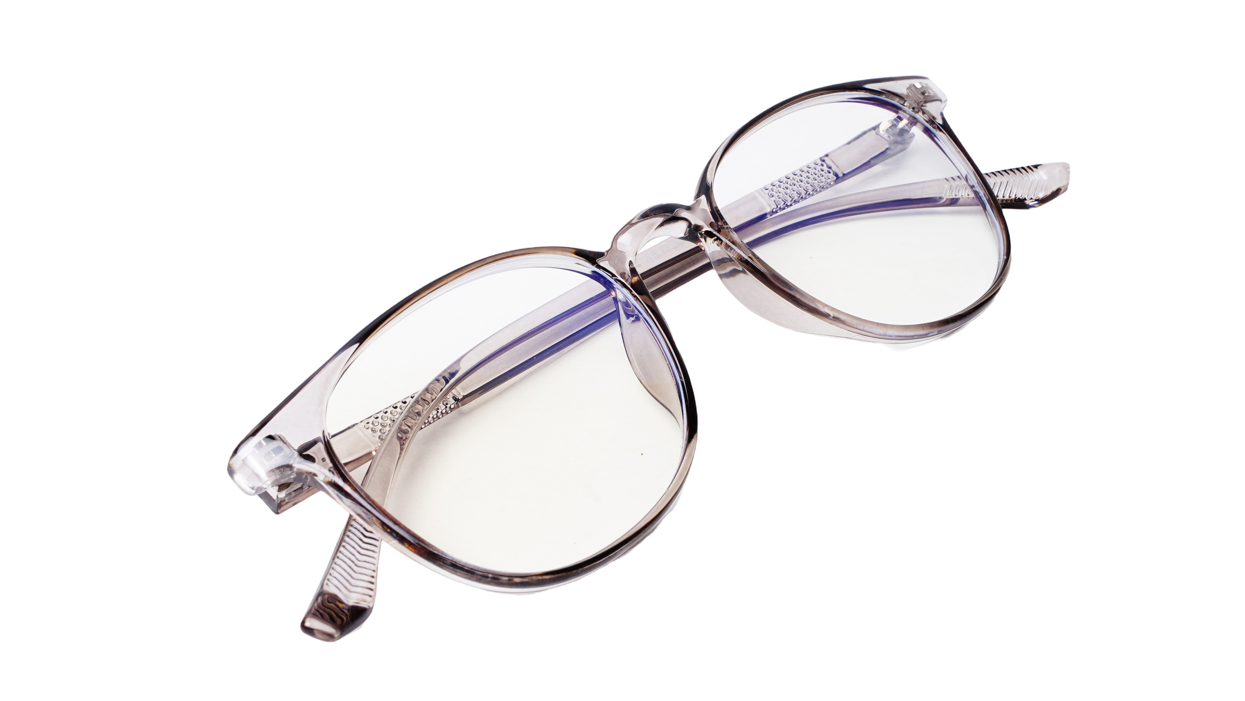 Soigné Unisex Round Spectacle Frames.See Through Gray-Medium