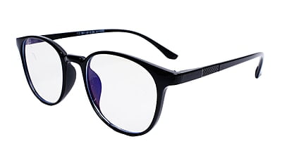 Soigné Unisex Round Spectacle Frames.Glossy Black-Medium