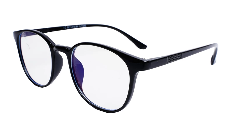 Soigné Unisex Round Spectacle Frames.Glossy Black-Medium