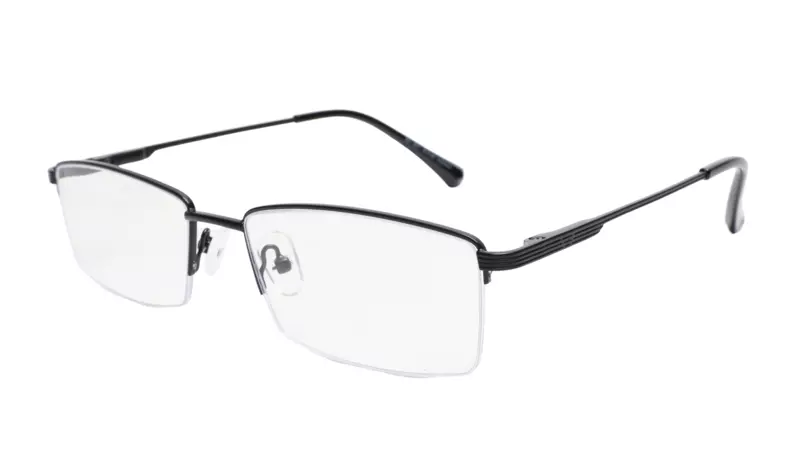 Soigné Unisex Half Rim Rectangular Spectacle Frame.Black Color-Large