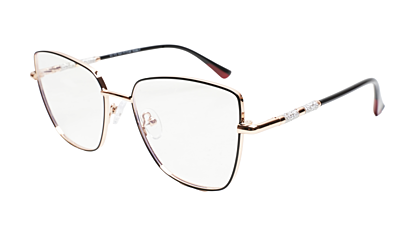Soigné Female Oversized Cat Eye Spectacle Frame.Golden&Black