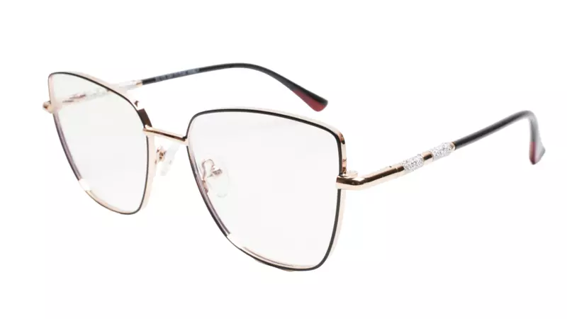 Soigné Female Oversized Cat Eye Spectacle Frame.Golden&Black