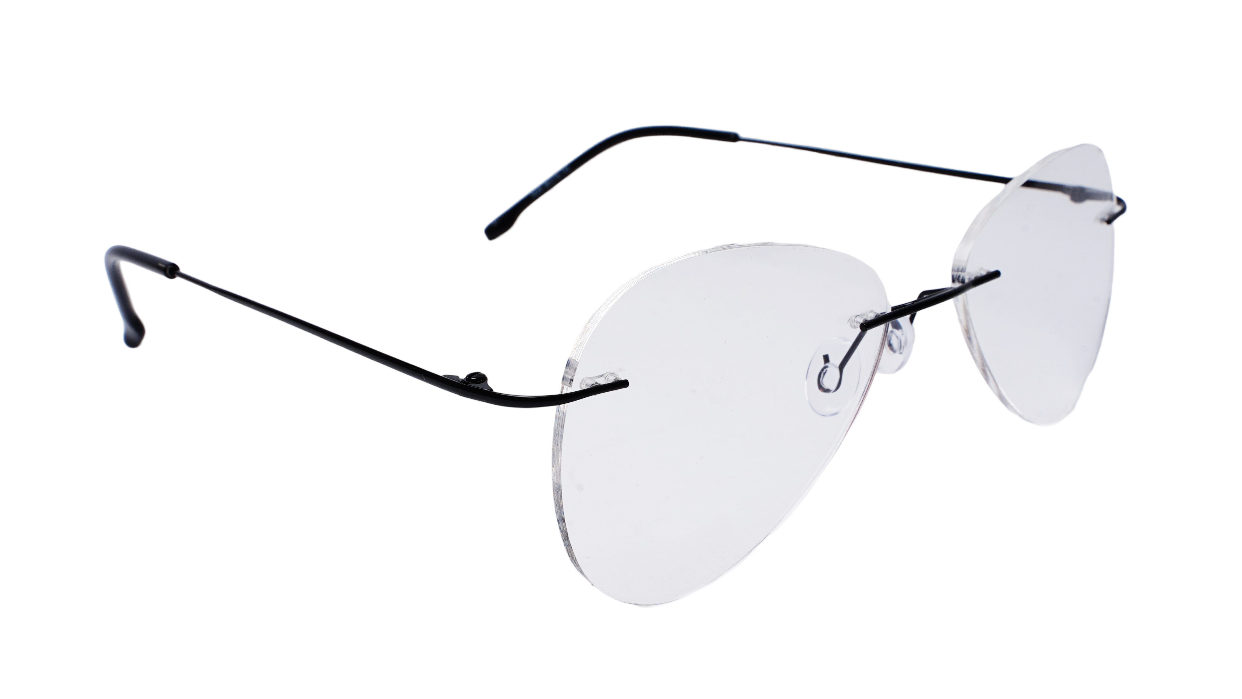 Soigné Unisex Large Rimless Aviator Spectacle Frame.Black