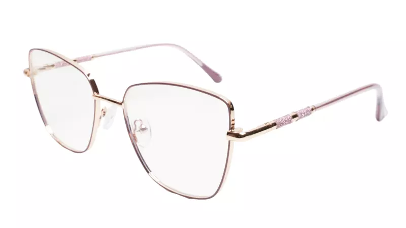 Soigné Female Oversized Cat Eye Spectacle Frame.Golden&Purple