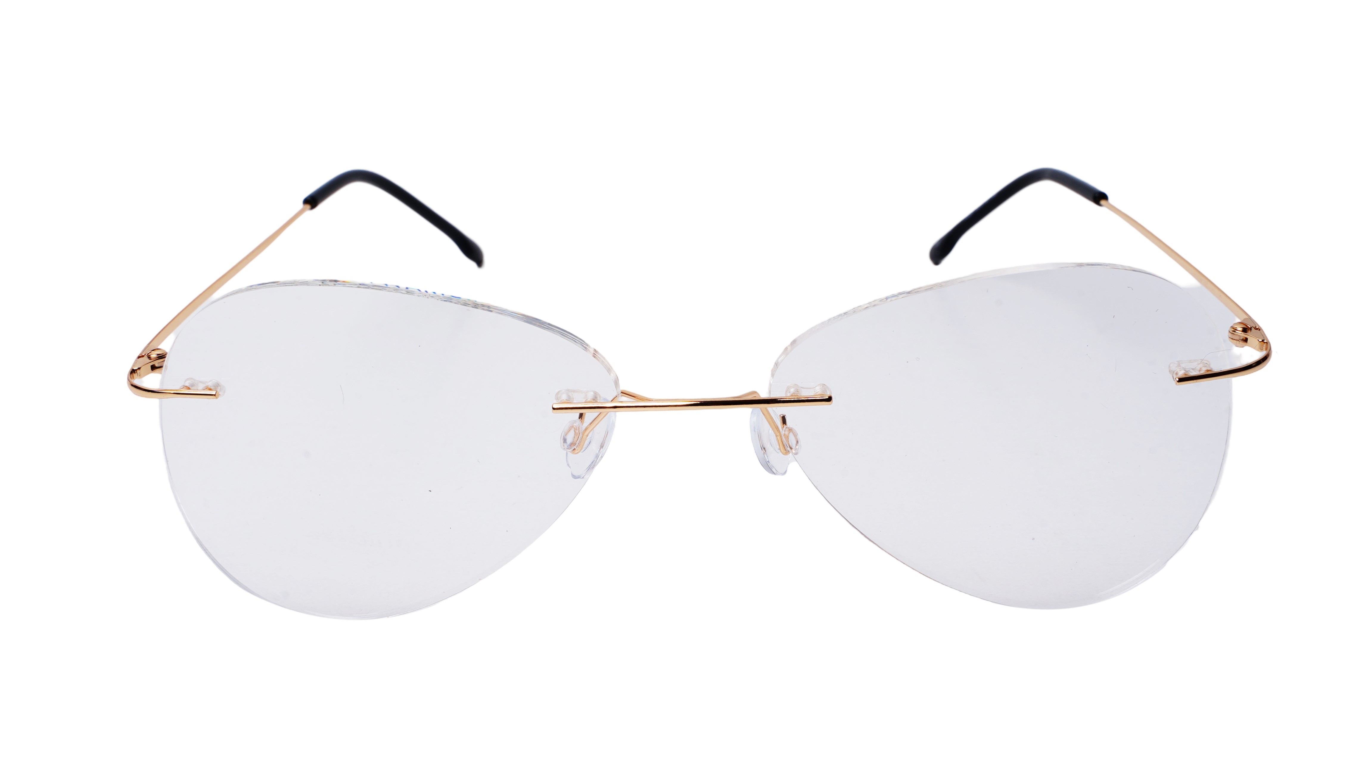 Soigné Unisex Rimless Aviator Spectacle Frame.Golden-Large