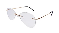 Soigné Unisex Rimless Aviator Spectacle Frame.Golden-Large