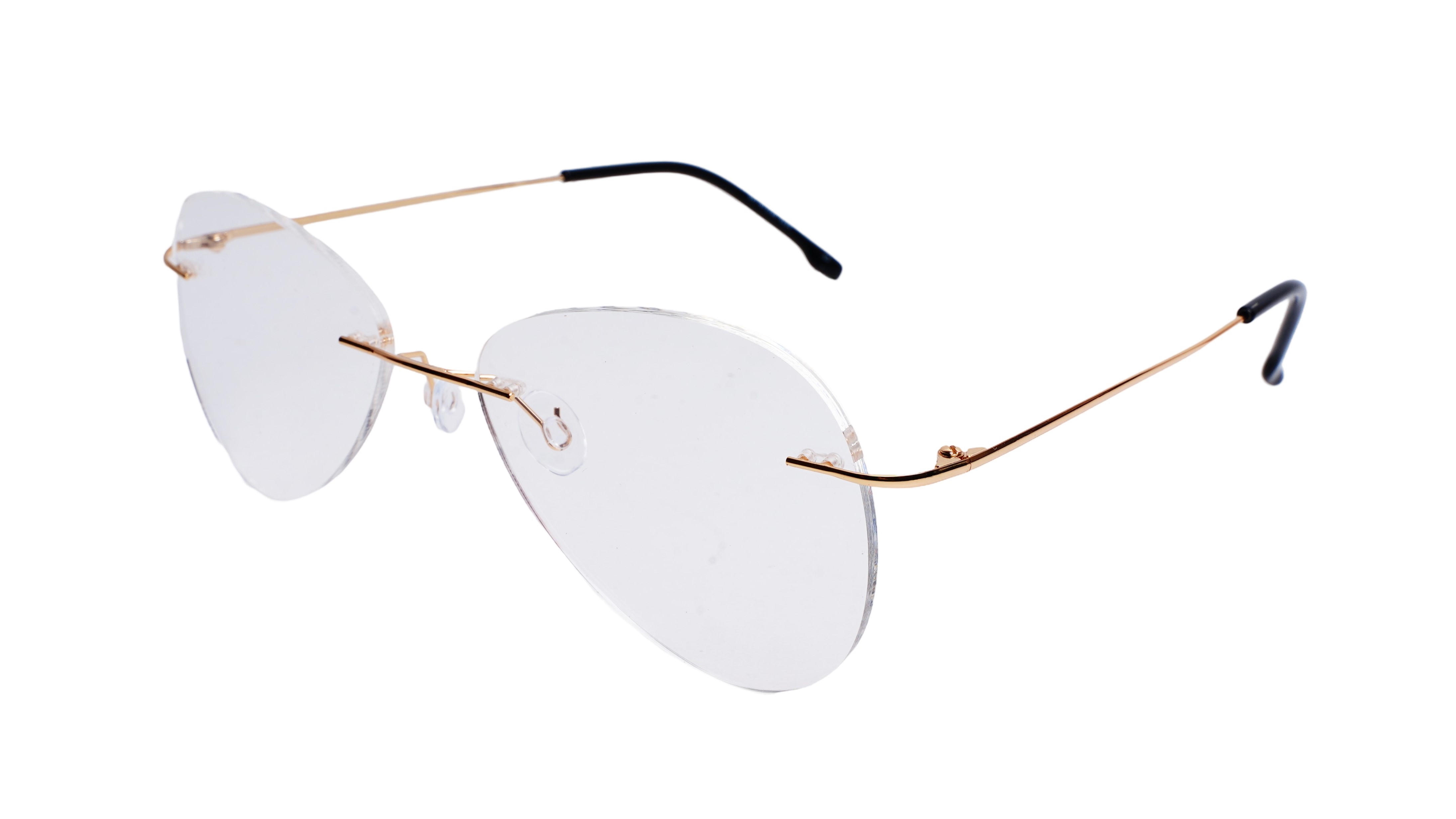Soigné Unisex Rimless Aviator Spectacle Frame.Golden-Large