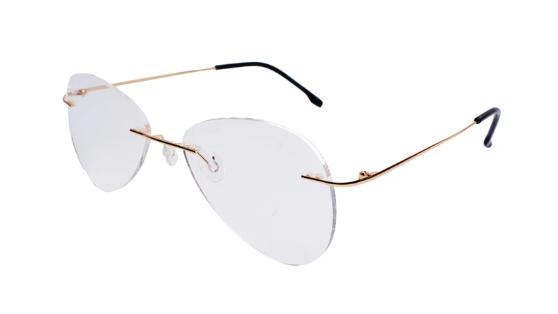 Soigné Unisex Rimless Aviator Spectacle Frame.Golden-Large
