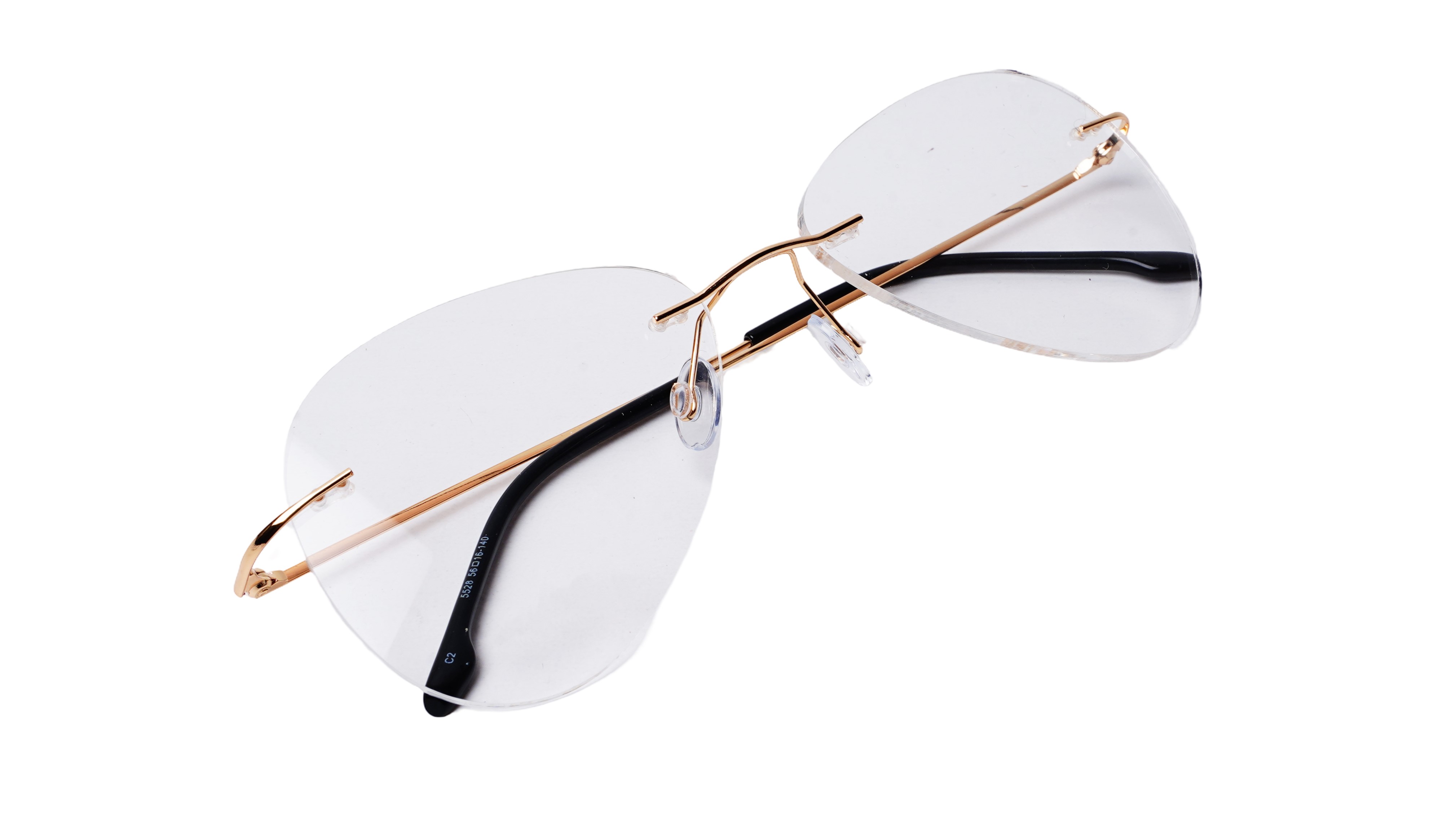 Soigné Unisex Rimless Aviator Spectacle Frame.Golden-Large