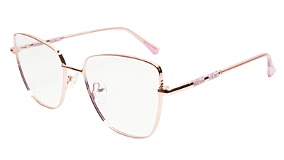 Soigné Female Oversized Cat Eye Spectacle Frame.Golden&Pink