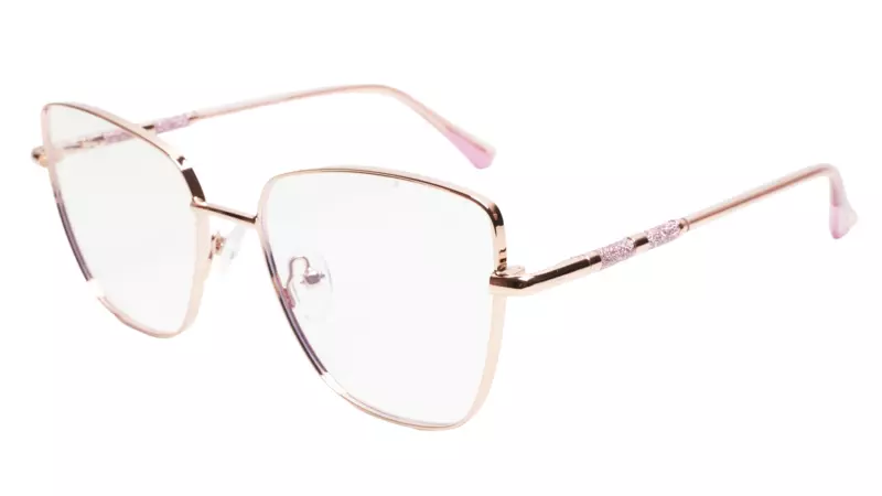 Soigné Female Oversized Cat Eye Spectacle Frame.Golden&Pink