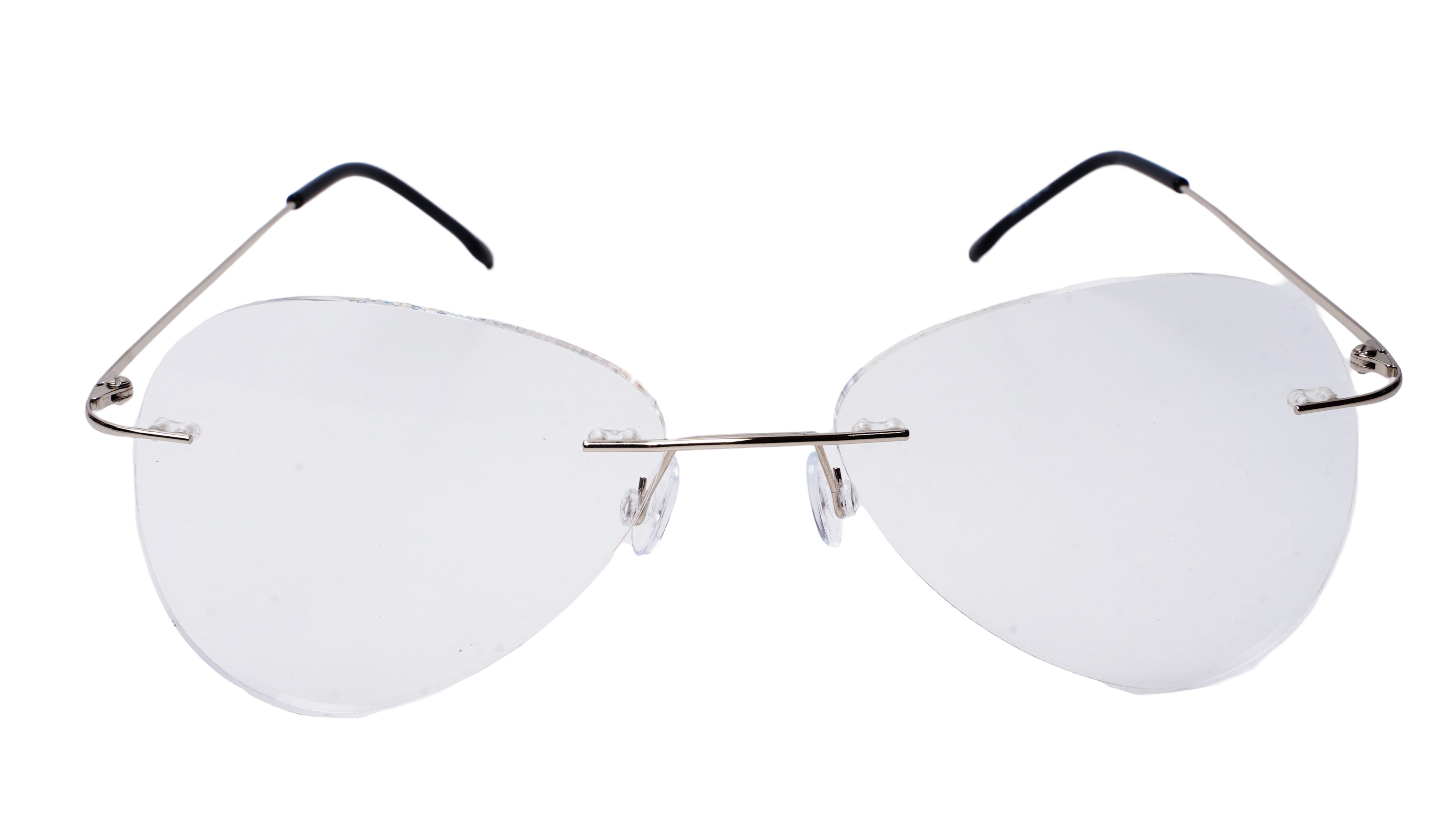 Soigné Unisex Rimless Aviator Spectacle Frame.Silver-Large